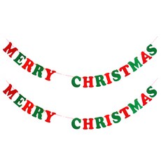 聖誕節英文字母毛氈掛飾, 2個, 紅色 綠色