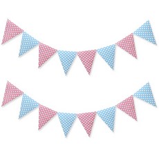 混色圓點聖誕毛氈掛旗, 2個, 粉藍色