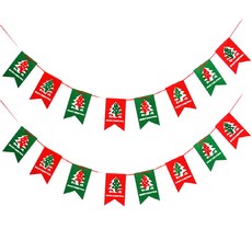 x mas 聖誕樹裝飾毛氈掛旗, 2個, 紅色 + 綠色