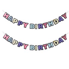 生日快樂粉彩圓點圓形毛氈掛旗, 2個, 黑色