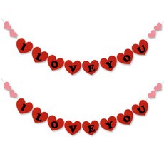 愛心 I LOVE YOU 派對毛氈掛旗, 2個, 混合顏色