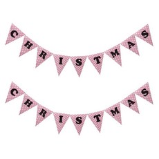 字母圓點聖誕毛氈掛旗, 2個, 粉紅色