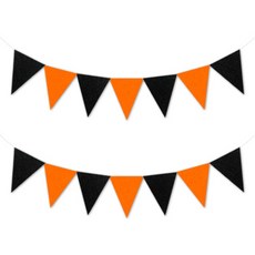 萬聖節三角毛氈掛旗, 2個, 黑橘色