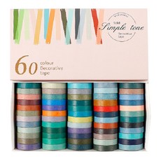 Lovelyan多功能單色紙膠帶 60色 0.8cm*2m, 1套, 混合顏色