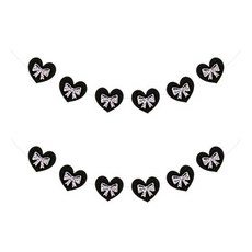 愛心緞帶派對毛氈掛旗, 2個, 黑色