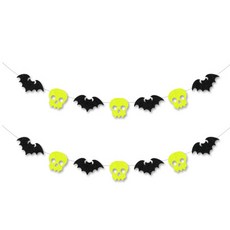 萬聖節螢光骷髏蝙蝠毛氈拉旗, 2個, 混色