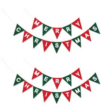 新款聖誕三角毛氈掛旗, 2個, 混色