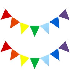 彩虹三角派對毛氈掛旗, 2個, 混合色