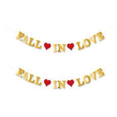 Fall in love 派對毛氈掛旗, 2個, 燙金