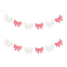 WOW PARTY KOREA 緞帶派對不織布拉旗, 2個, 粉紅色