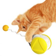 貓咪聲音不倒翁球玩具 63.5*57*182.5mm, 1個, 黃色