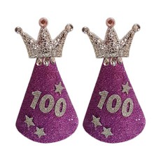 100天銀色皇冠毛氈尖帽, 2個, 混合顏色