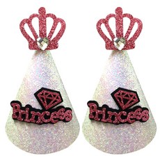 公主皇冠亮片毛氈尖頂帽, 2個, 混色