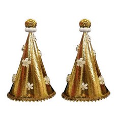 可愛花朵燙金派對帽, 2個, 金色