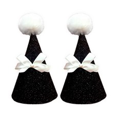 奢華黑色亮片緞帶派對帽, 2個, 混色