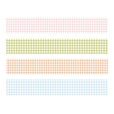 處理市場粉彩格紋紙膠帶 4種組, 1套, 粉彩混合