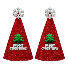 雪花聖誕豪華尖頂帽, 2個, 紅色