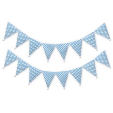 棉球圓點可愛毛氈掛旗, 2個, 藍色