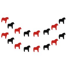 圓點木馬派對毛氈掛旗, 紅黑色, 2個