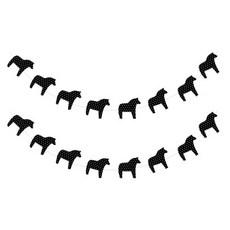 圓點木馬派對毛氈掛旗, 黑色, 2個
