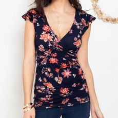 印花短袖哺乳上衣