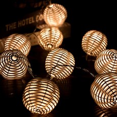 VIVACELL LED 露營風格圓形藤編燈串 10燈 2.5m, 白色, 1個