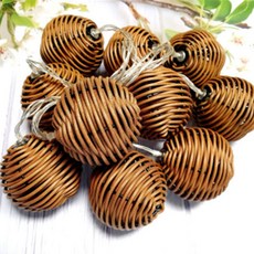 VIVACELL LED 露營風格圓形藤編燈串 10燈 2.5m, 棕色, 1個