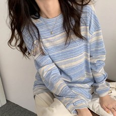 MeiChel 女款條紋長袖T恤