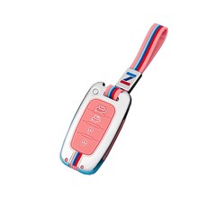 크로니클 현대 기아 공용 풀메탈 파스텔 Z라인 스마트키 키케이스 4버튼 + 키링 세트, 핑크, HK4-3