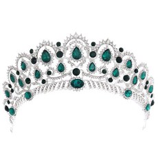 Lunaglam 高級水晶自助婚紗皇冠 WC931, 1個, 銀綠色