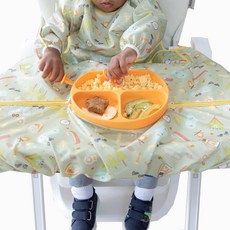 BUMKiNS 2合1孩童長袖圍兜+餐桌套, 露營裝備款, 1入