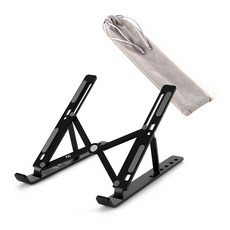 TG삼보 휴대용 접이식 6단 각도조절 노트북 거치대 TG-NS7000V + 파우치, 블랙, 1개
