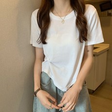 메이첼 여성용 통기성 꼬임 베이직 반팔 티셔츠 01017