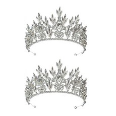 뉴 라인 스톤 웨딩 헤어 파티 티아라, 실버, 2개