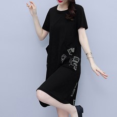 ATTERLIC 大尺碼方塊印花口袋連衣裙, 黑色