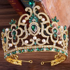 New Grand 高級合金水鑽派對皇冠, 綠色, 1個