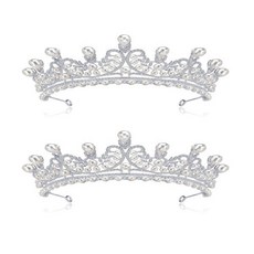 頭飾 高級氣質 婚禮 生日 派對 皇冠, 2個, 銀色