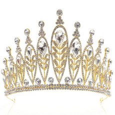 新款寶石鑲嵌水鑽合金婚禮派對髮飾皇冠, 1個, 金色