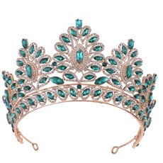 Get It Blue 巴洛克水鑽皇冠, 金色 + 橄欖綠, 1個