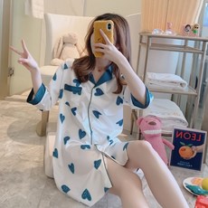 Gold Pang 女款涼感甜美襯衫式連身睡衣