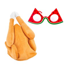 PARTYSHOW 炸雞帽 + 西瓜眼鏡組合, 1套, 混合顏色