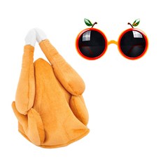 PARTYSHOW 炸雞帽 + 橘子眼鏡組合, 1套, 混合顏色