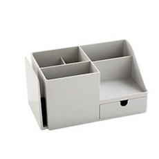 書桌抽屜型文具類收納整理箱 小型, 灰色, 1個