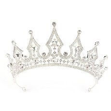 巴洛克花卉水晶皇冠 WC826, 銀色, 1個
