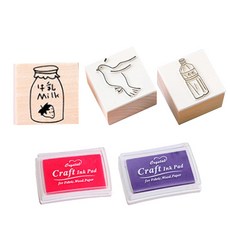 MoMo 可愛日常郵票 B 型 3 種 + 墨水 2p 套組, 1套, 隨機發貨