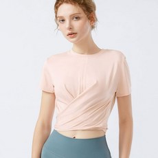 PUNGGGACKJANGI 女款腰部綁帶時尚瑜伽短袖T恤