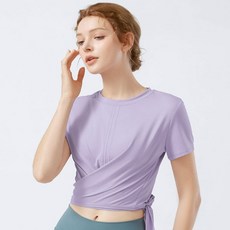 PUNGGGACKJANGI 女款腰部綁帶時尚瑜伽短袖T恤