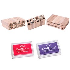 可愛圖案印章 A款 3種 12入+印台 2入, 1套, 隨機發貨