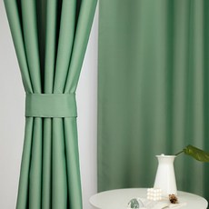 Maison Textile 日常基本遮光防焰窗簾, 深綠色