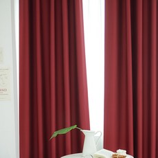 Maison Textile 日常基本遮光防焰窗簾, 酒紅色